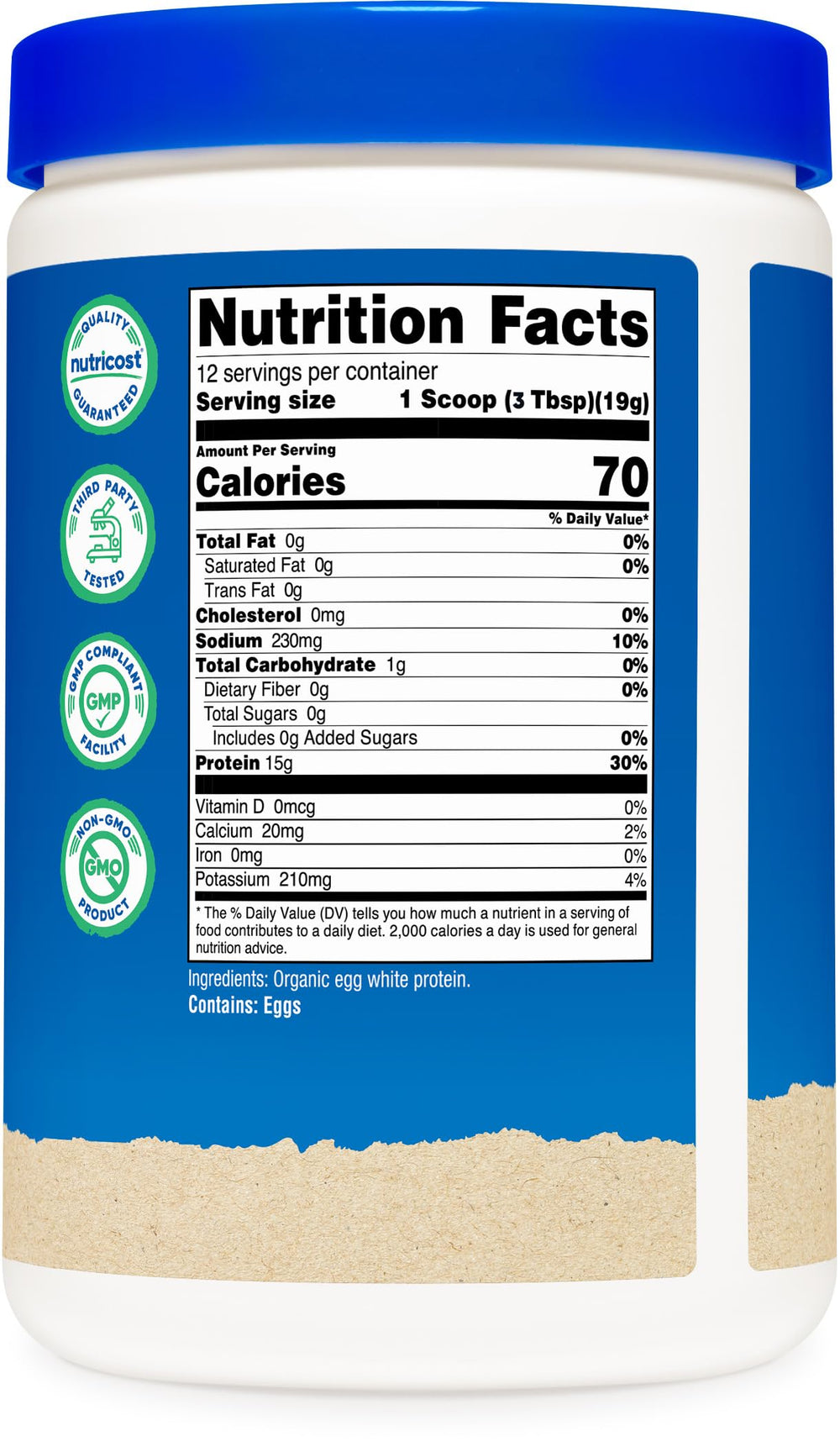 Nutricost egg white protein powder prepared shake in a glass, versatile meal option