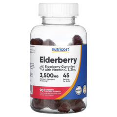 Bottle of Nutricost Elderberry Gummies with Vitamin C & Zinc