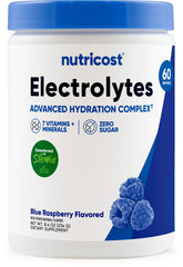 Nutricost Electrolyte Complex Powder Blue Raspberry 60 Servings package