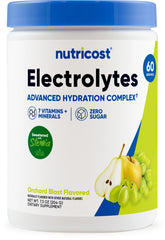 Nutricost Electrolytes Complex Orchard Blast bottle for on-the-go hydration.