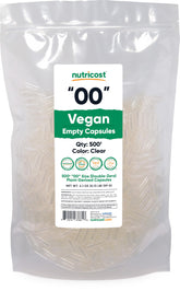 500-count package of Nutricost Vegan Empty Capsules Size 00