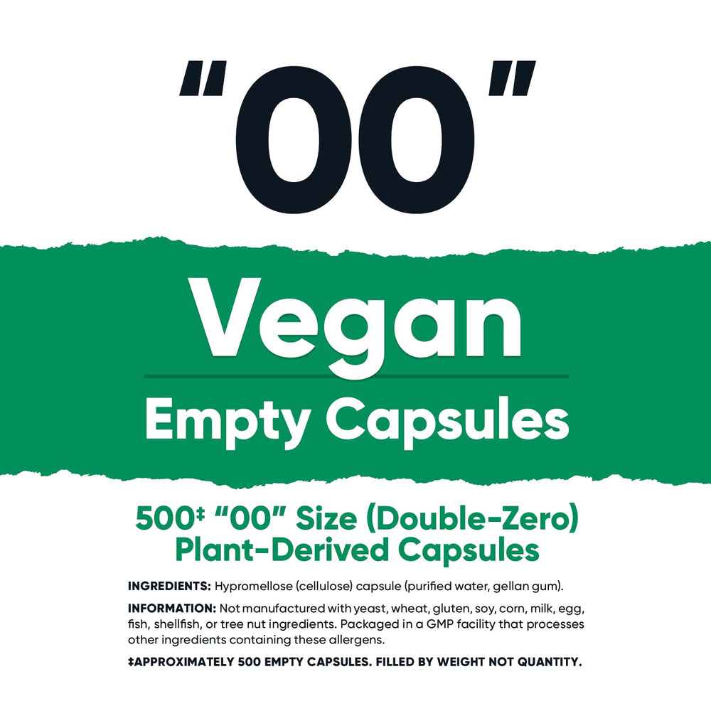 Close-up of clear vegan empty capsules Size 00