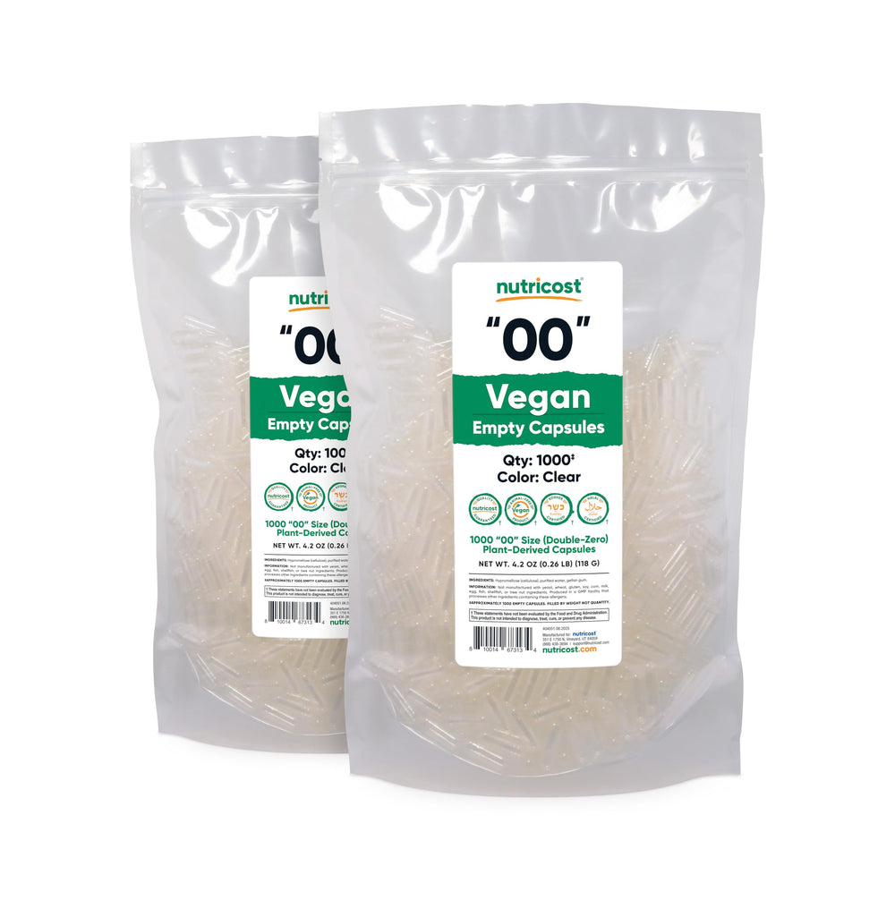 Bulk packaging of Nutricost empty capsules size 00