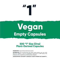 Close-up view of Nutricost Plant-Derived Vegan Size 1 empty capsules