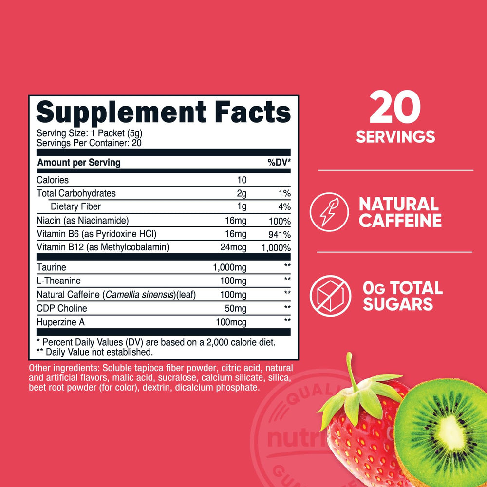 Nutricost Energy Complex Stickpack dissolving in water delivers easy, zero-sugar energy.