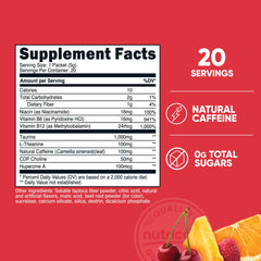 Nutricost Energy Complex Stickpack fruit punch packets illustrate convenient on-the-go energy