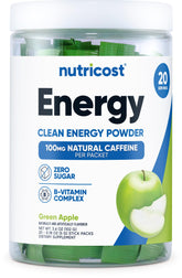 Nutricost Energy Complex Stickpack Green Apple packaging with 20 servings