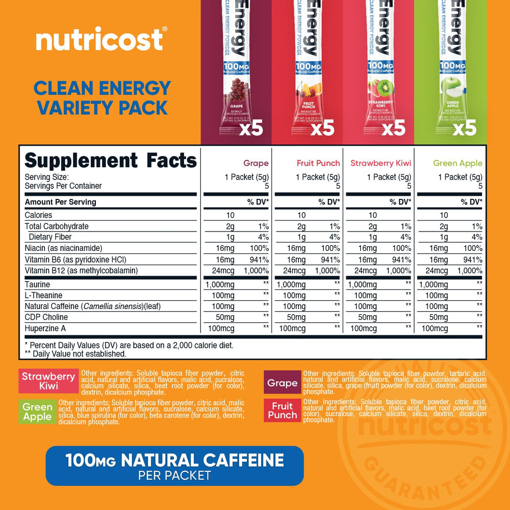 Nutricost Energy Complex Stickpacks grape flavor packet for quick energy.