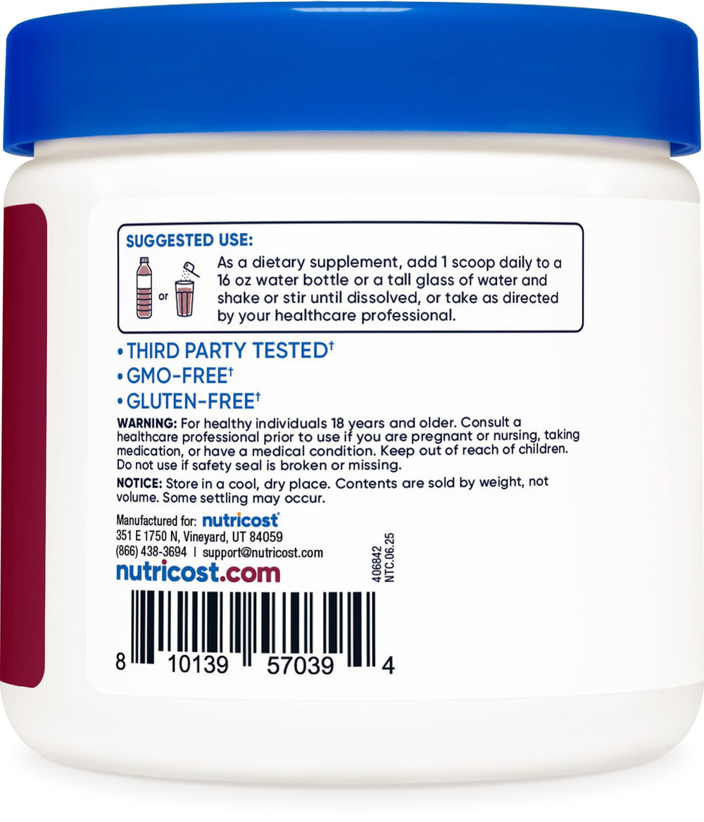 Nutricost Energy Drink Powder Grape packaging conveys gluten-free and non-GMO value.