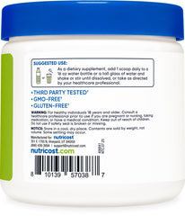 Nutricost Energy Complex green apple label emphasizes gluten-free formula and transparency.