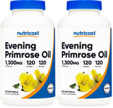 Nutricost Evening Primrose Oil 1,300mg bottle label — Pack of 2