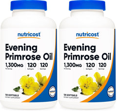 Nutricost Evening Primrose Oil 1,300mg bottle label — Pack of 2