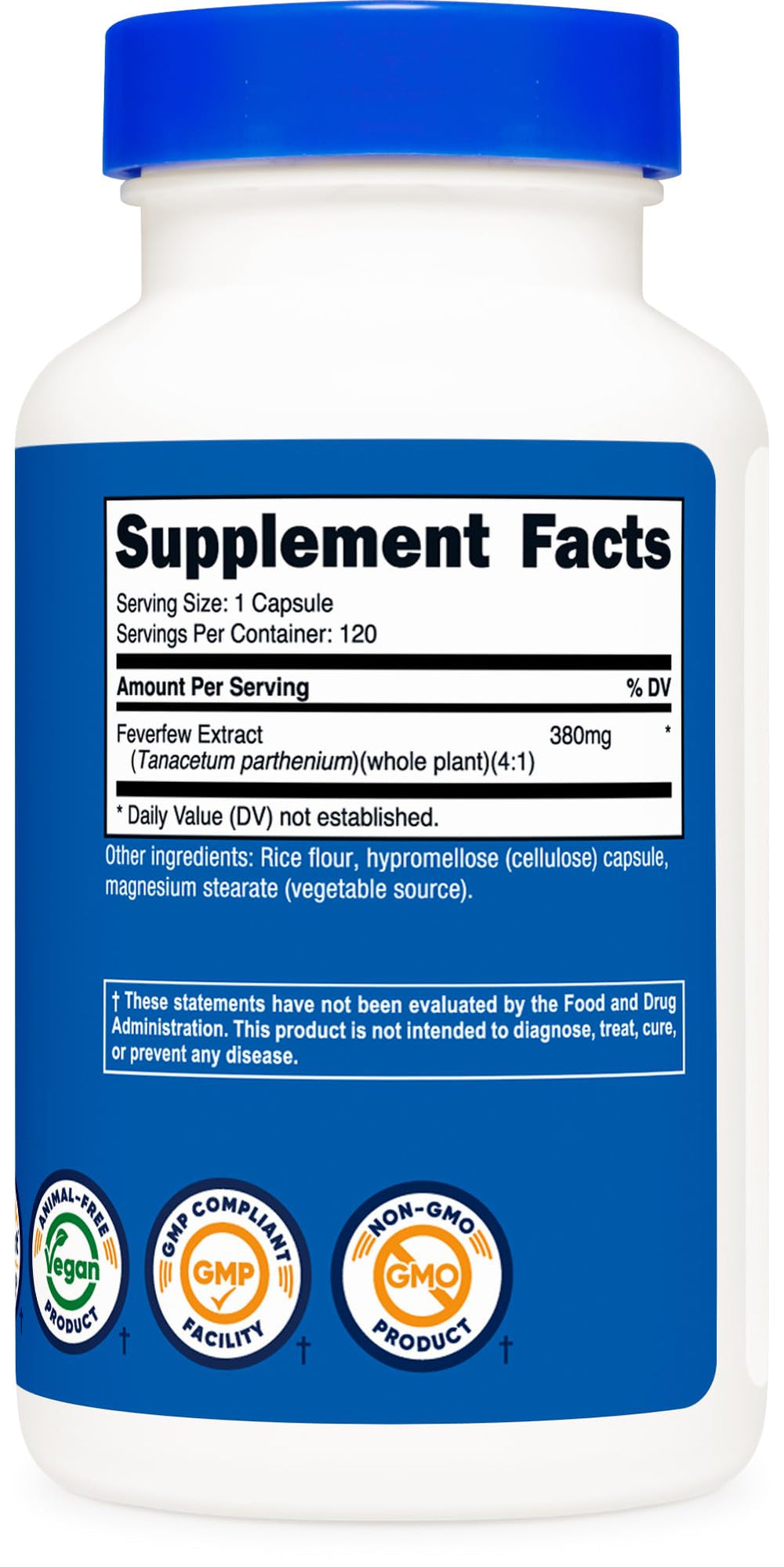 USA-made Nutricost Feverfew capsules packaging