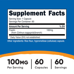 Nutricost Fisetin Capsules serving size 100 mg per capsule