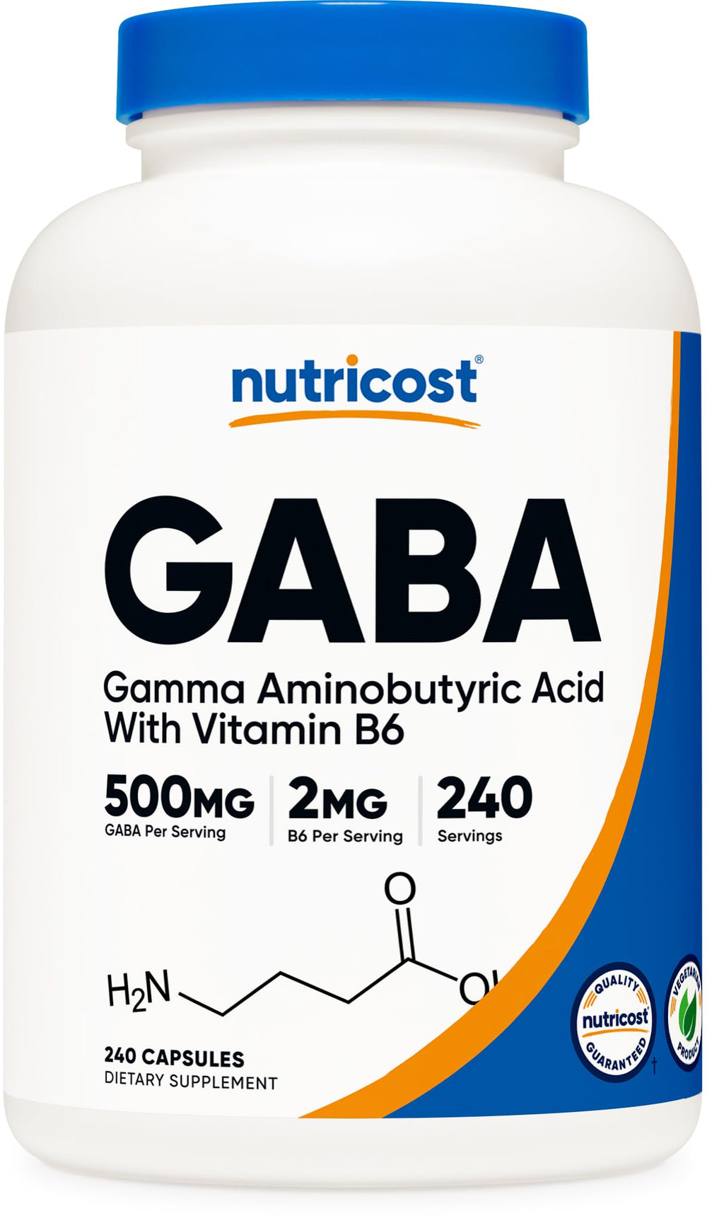 Nutricost GABA 500mg 240 capsules bottle
