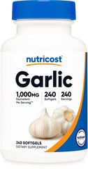 Nutricost Garlic 1000mg Odorless Softgels bottle front