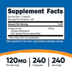 Bottle label showing 120mg per capsule and 240 capsules