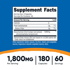 Close-up of Nutricost Glucomannan capsules showing 600mg each