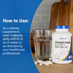 Back of Nutricost glutathione bottle showing ingredients