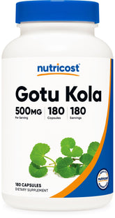 Nutricost Gotu Kola 500 mg bottle with 180 capsules