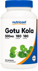 Nutricost Gotu Kola 500 mg bottle with 180 capsules