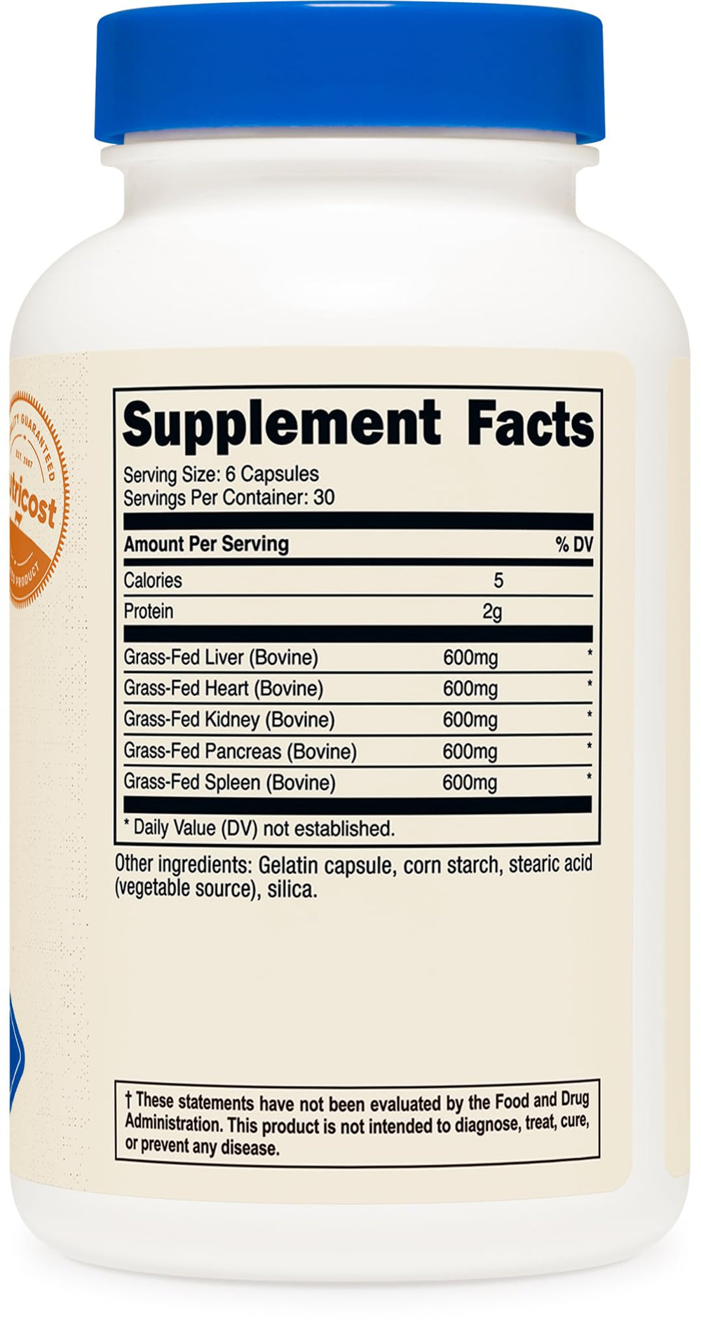 Nutricost Beef Organ Supplement bottle on white background