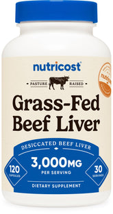 Nutricost Grass-Fed Beef Liver Capsules bottle with label
