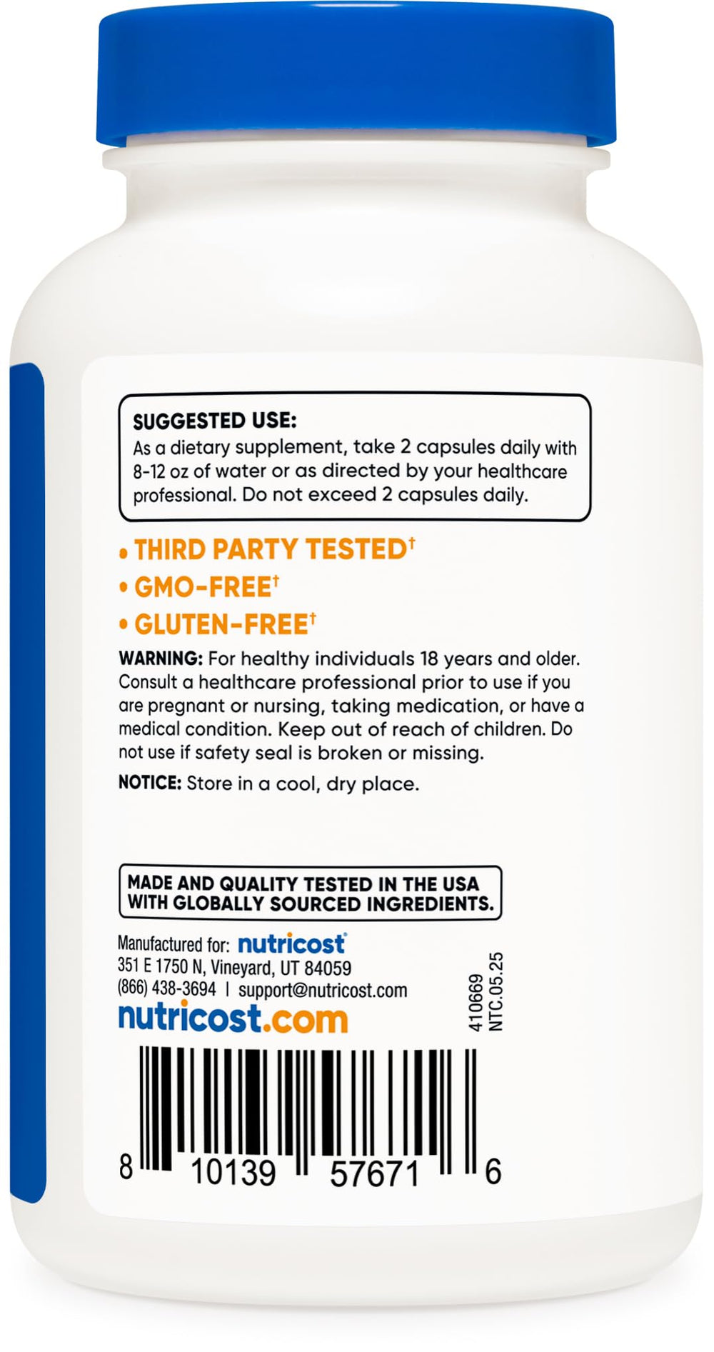 Ingredients and vegan labeling for Nutricost Graviola Extract