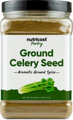 Nutricost Ground Celery Seed 1.7 Pound container front view