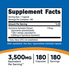 Close-up of bottle showing 180 capsules