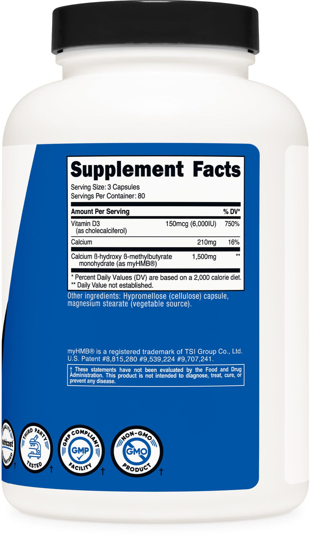 Gluten-free and Non-GMO seal on Nutricost packaging