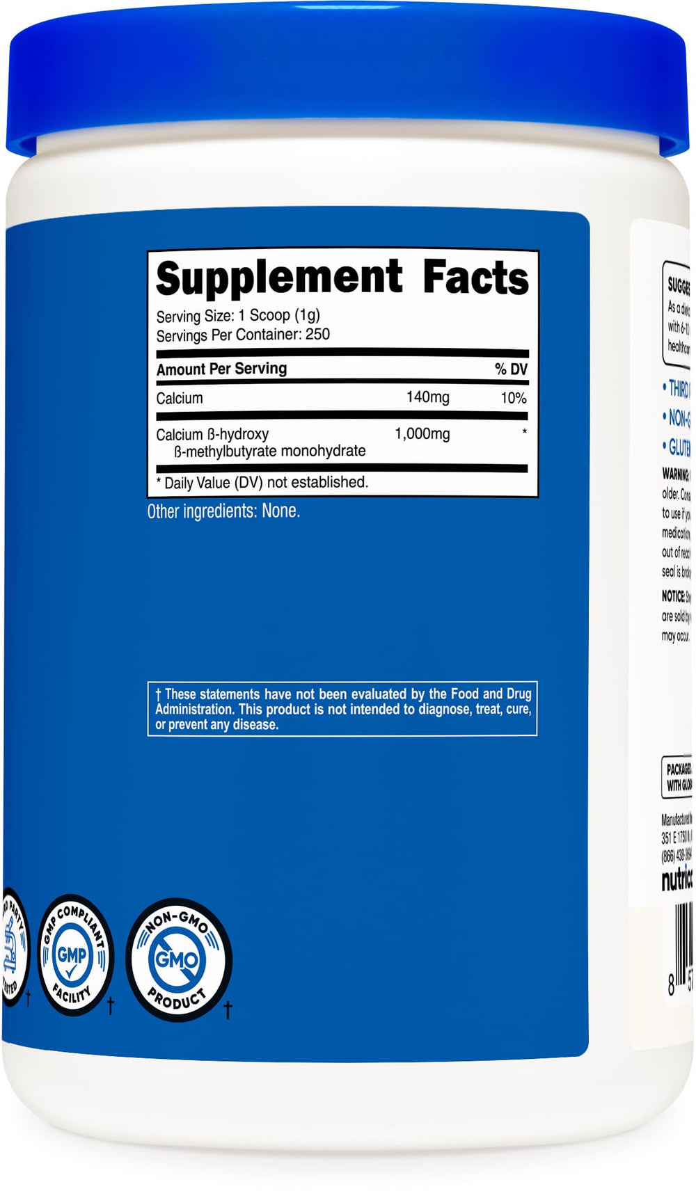 GMP compliant FDA registered manufacturing facility for Nutricost HMB Powder