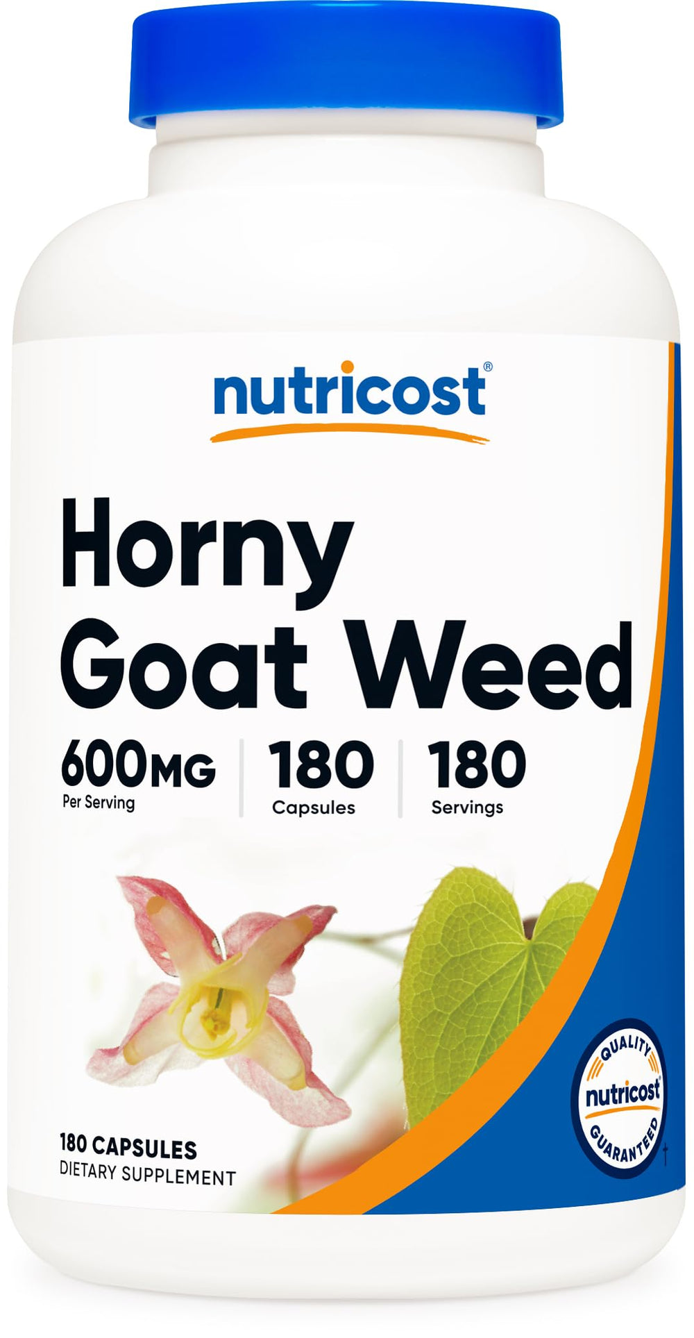 Nutricost Horny Goat Weed Extract Epimedium bottle label and capsules
