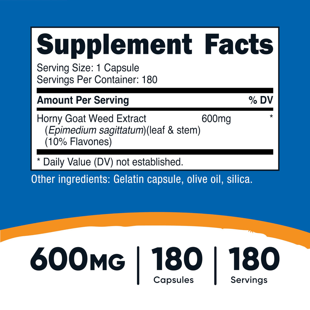 Close-up of Nutricost Horny Goat Weed Extract bottle