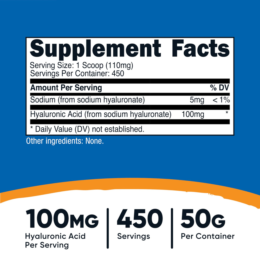 Fine, water-soluble hyaluronic acid powder close-up