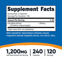 Ingredients panel for Nutricost Sea Moss Capsules