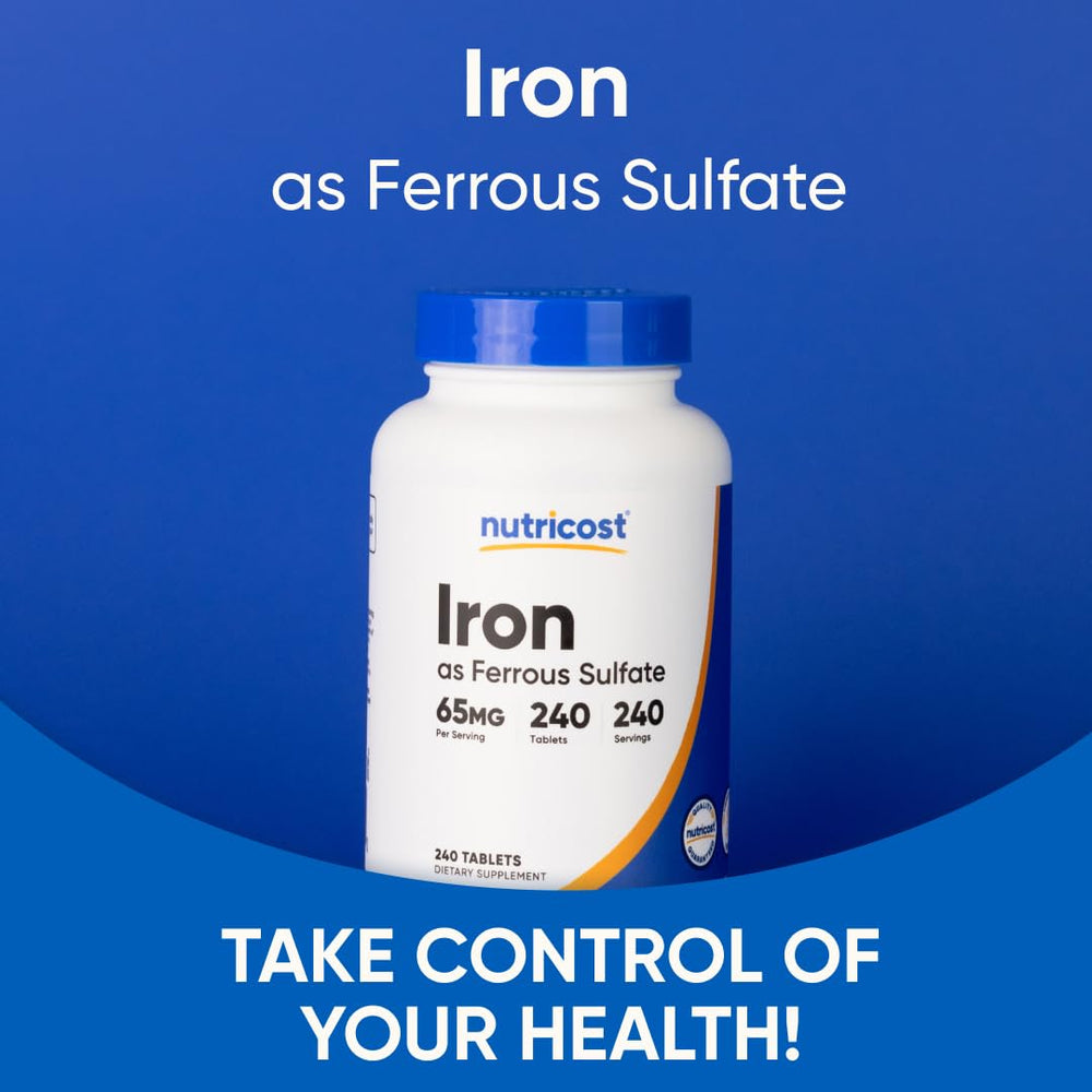 Back view of Nutricost Iron bottle with supplement facts