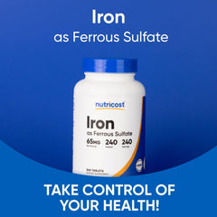 Back view of Nutricost Iron bottle with supplement facts