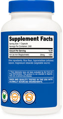 Nutrition facts label for Nutricost Iron Bisglycinate supplement