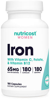 Front view of Nutricost Iron for Women 65mg bottle