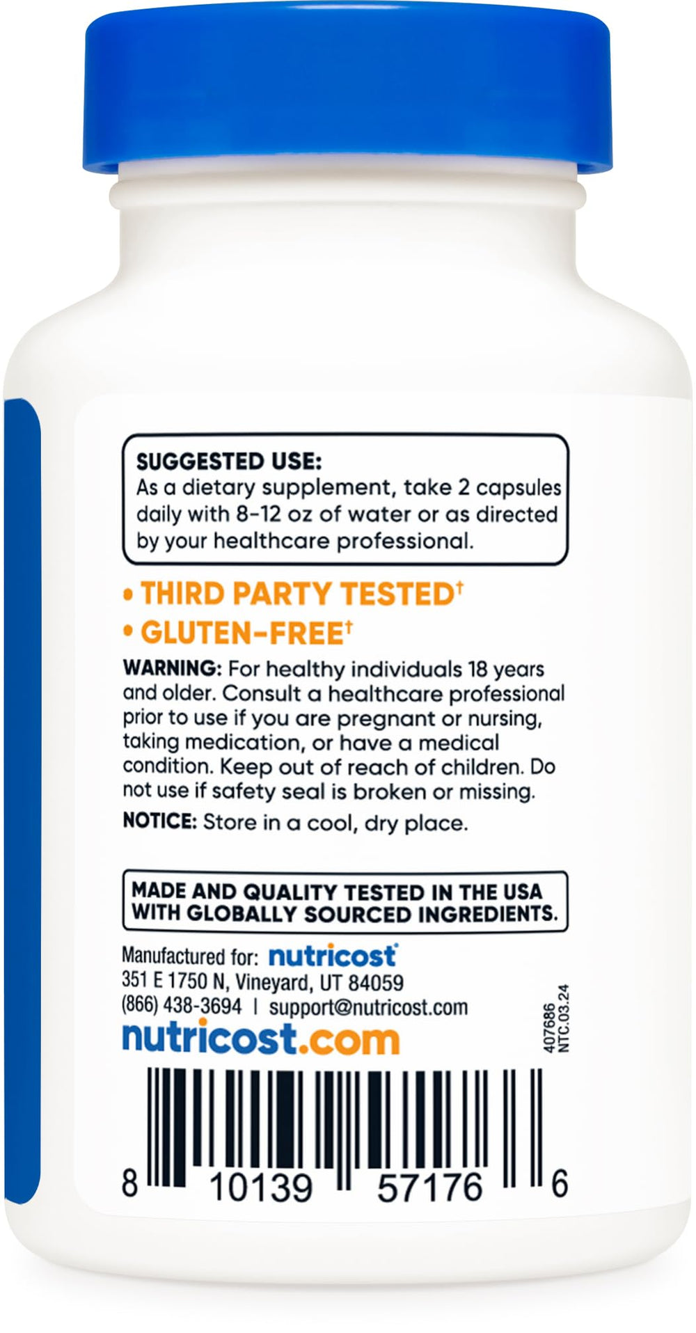 NSF Certified GMP facility reference for Nutricost production