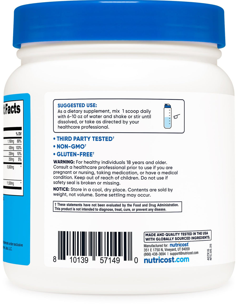 Non-GMO, gluten-free Keto BHB exogenous ketones made in NSF certified facility