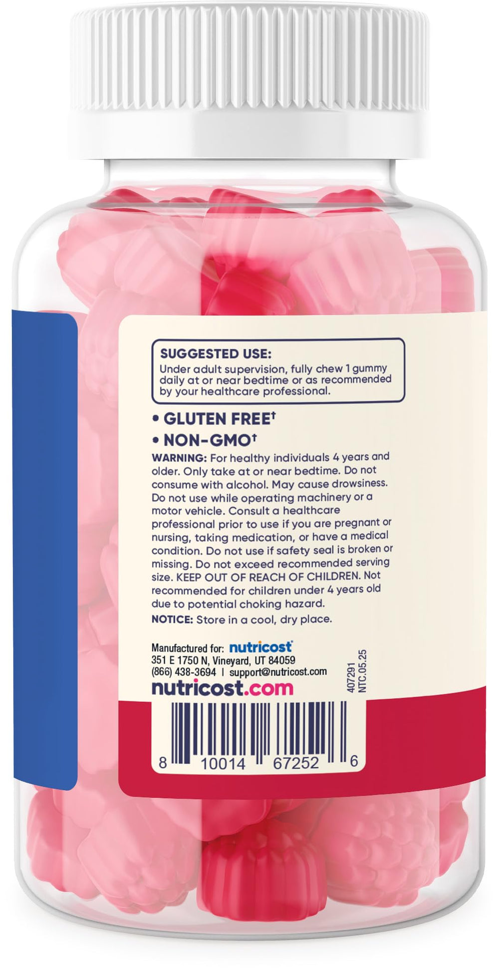 Front view of Nutricost Kids Melatonin Gummies packaging