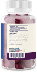 Close-up of Berry-flavored gummies nutrition information