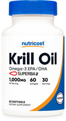 Nutricost Krill Oil 1000mg 60 Softgels bottle and packaging