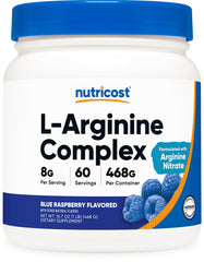Nutricost L-Arginine Complex Blue Raspberry bottle front view