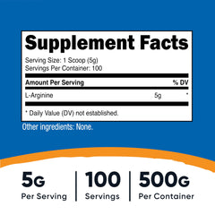Nutricost L-Arginine Powder 500g label