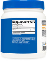 Nutrition facts for Nutricost L-Arginine Powder