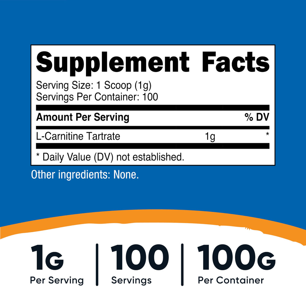 Nutricost L-Carnitine Tartrate Powder label