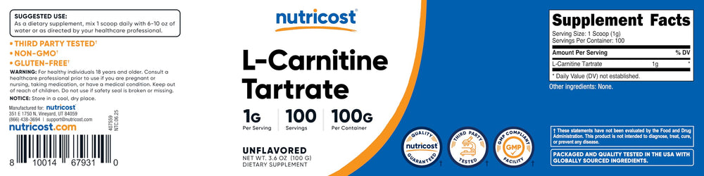 Manufacturing facility image for Nutricost L-Carnitine Tartrate Powder